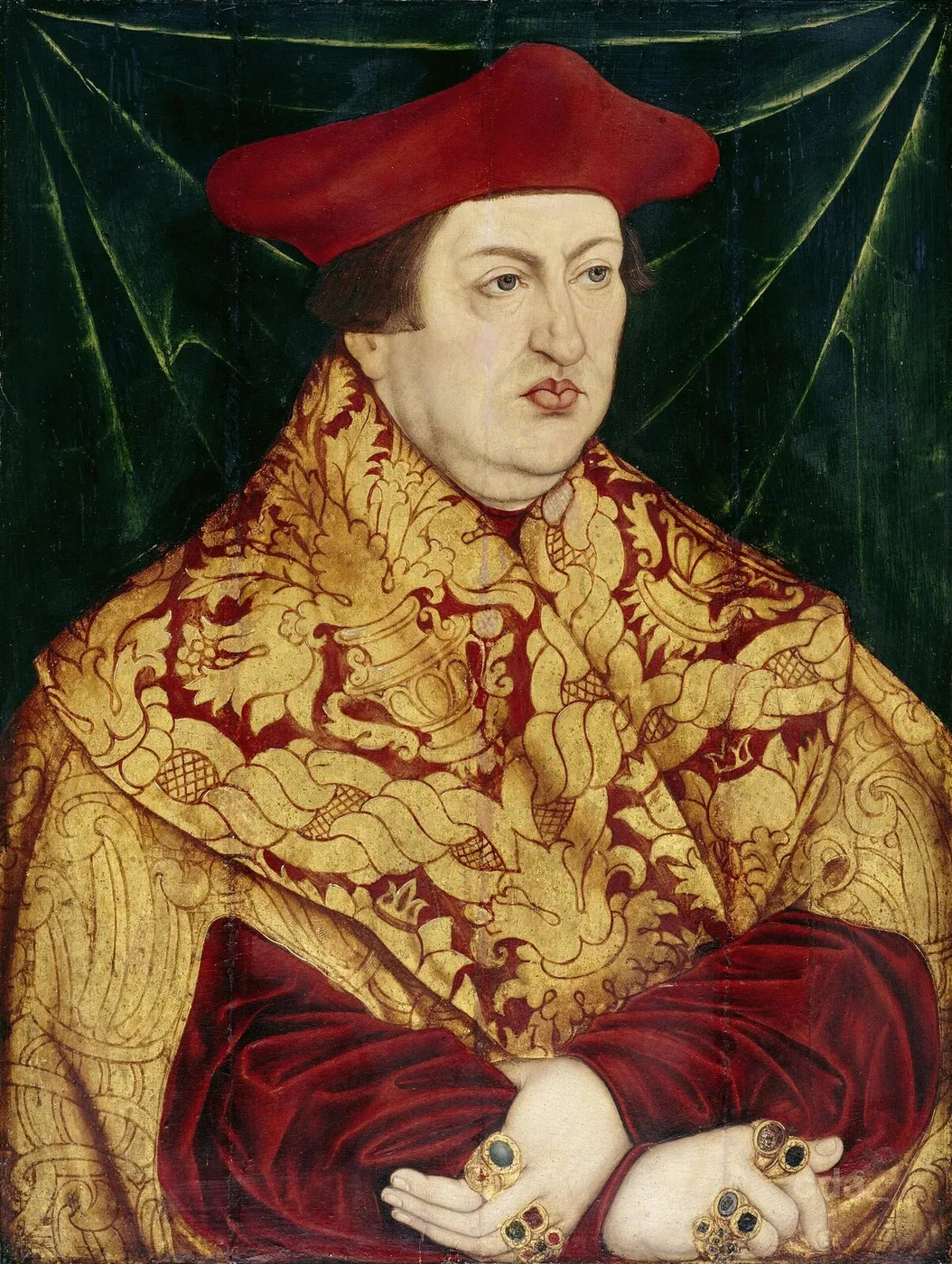 Cardinal Albrecht of Brandenburg (1550) by Lucas Cranach the Elder — original painting reproduced as a hand-painted oil on canvas