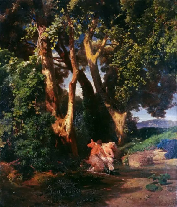 Centaurus and Nymph (1855) by Arnold Böcklin — original painting reproduced as a hand-painted oil on canvas