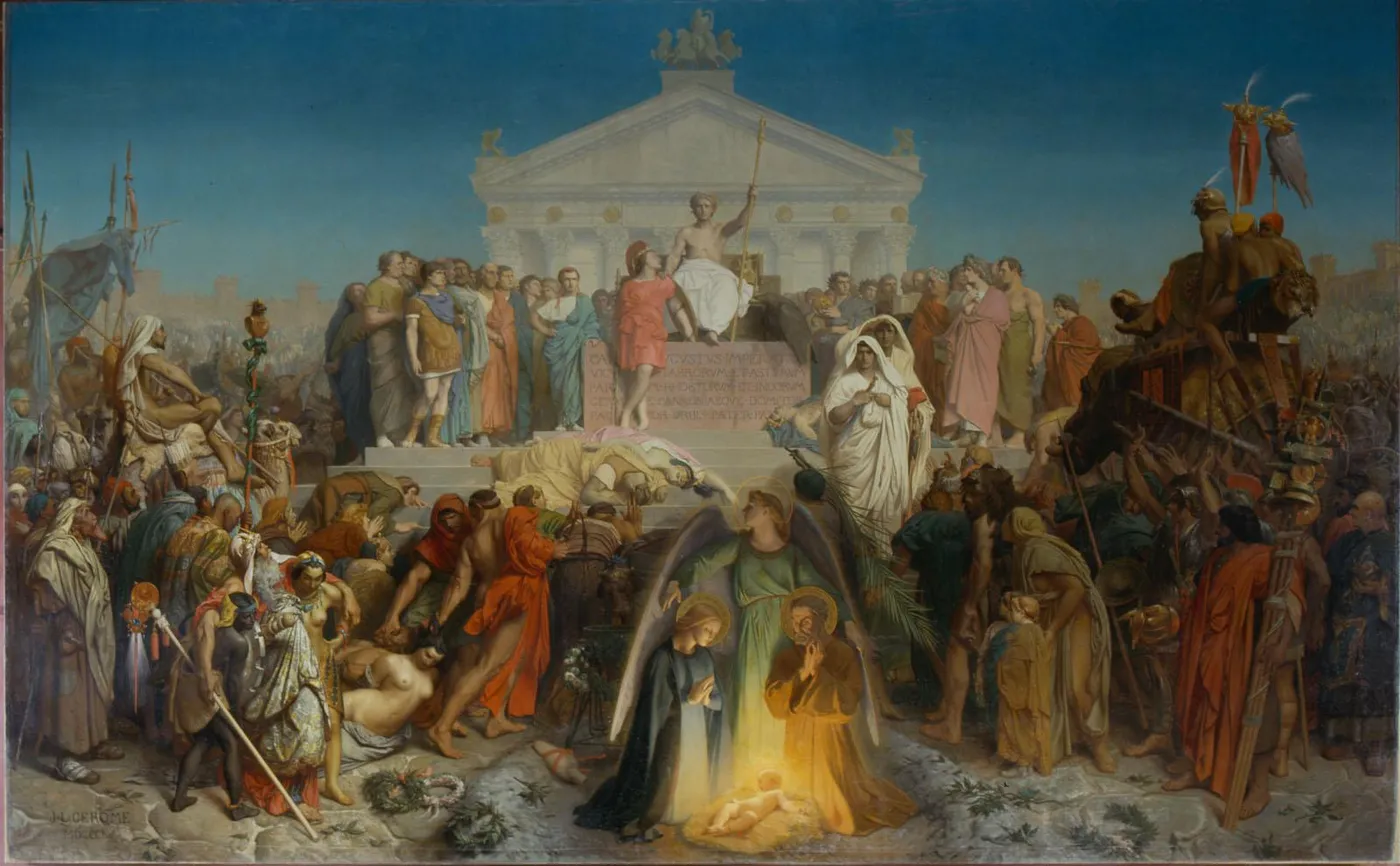 Century of Augustus: Birth of Jesus Christ (1855) by Jean-Léon Gérôme — original painting reproduced as a hand-painted oil on canvas