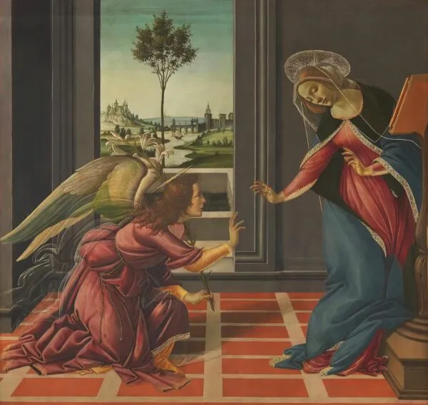 Cestello Annunciation (1489) by Sandro Botticelli — original painting reproduced as a hand-painted oil on canvas
