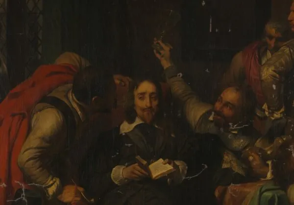 Charles I Insulted by Cromwell's Soldiers (1836) by Paul Delaroche — original painting reproduced as a hand-painted oil on canvas