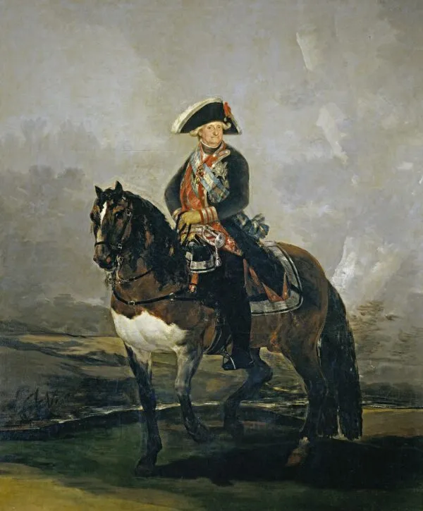 Charles IV on Horseback (1800) by Francisco Goya — original painting reproduced as a hand-painted oil on canvas