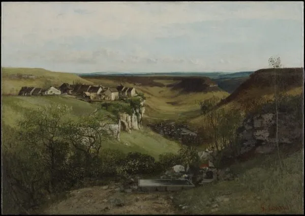Château d'Ornans (1855) by Gustave Courbet — original painting reproduced as a hand-painted oil on canvas