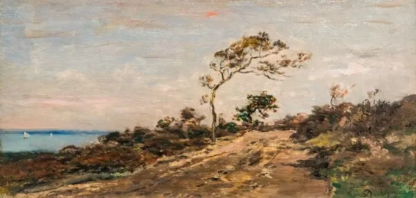 Chemin de la ferme, Villerville (1865) by Charles-François Daubigny — original painting reproduced as a hand-painted oil on canvas