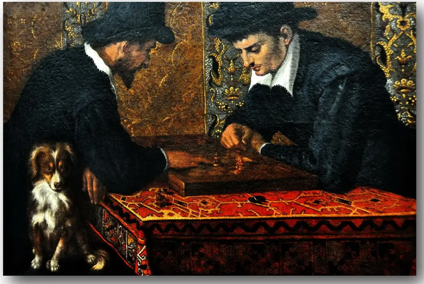 Chess players (1590) by Ludovico Carracci — original painting reproduced as a hand-painted oil on canvas