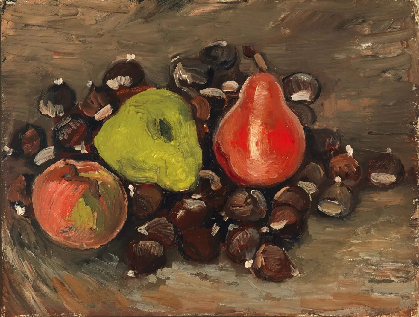 Chestnuts and Pears (1886) by Vincent van Gogh — original painting reproduced as a hand-painted oil on canvas