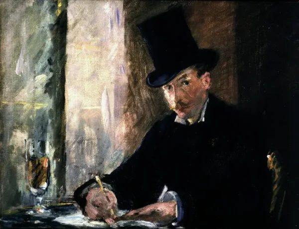 Chez Tortoni (1875) by Édouard Manet — original painting reproduced as a hand-painted oil on canvas