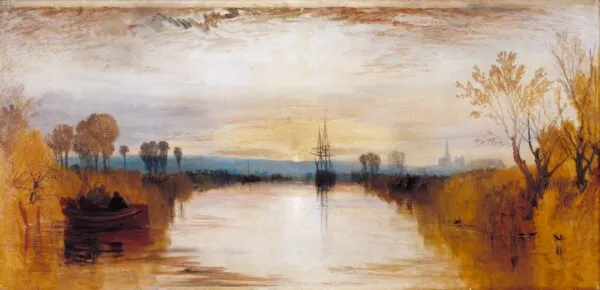 Chichester Canal (1828) by J. M. W. Turner — original painting reproduced as a hand-painted oil on canvas