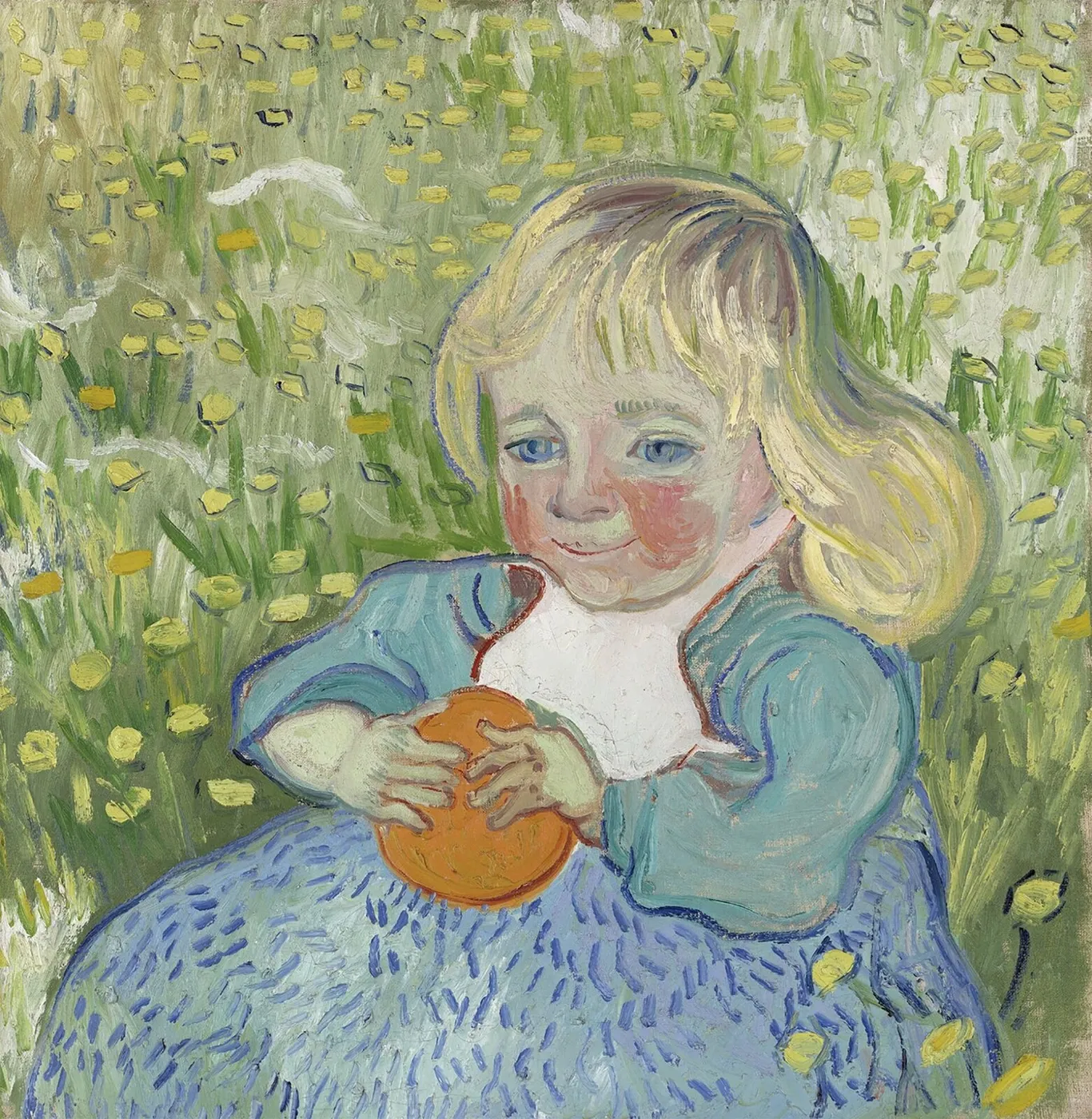 Child with Orange (1890) by Vincent van Gogh — original painting reproduced as a hand-painted oil on canvas