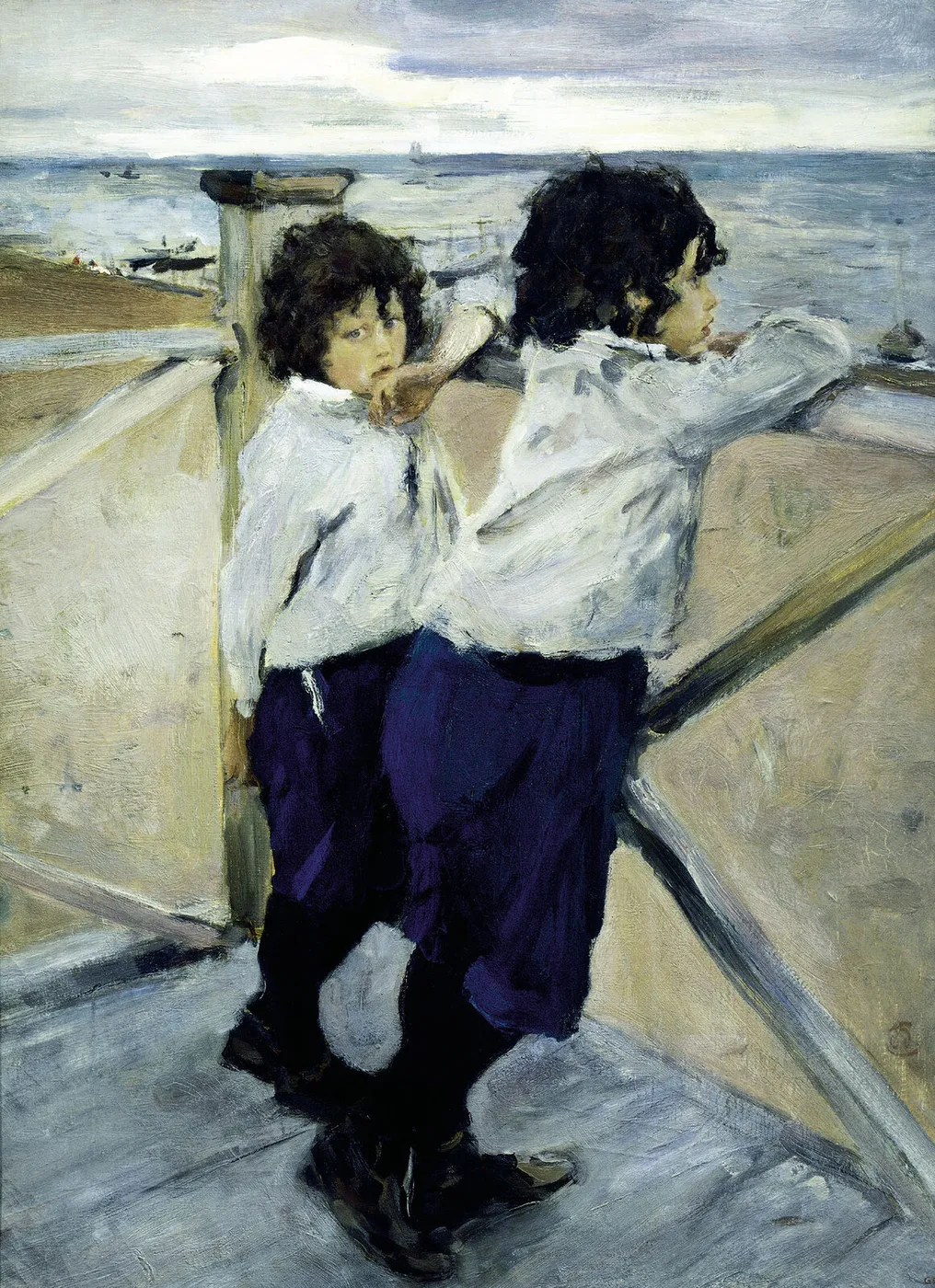 Children. Sasha and Yura Serov (1899) by Valentin Serov — original painting reproduced as a hand-painted oil on canvas