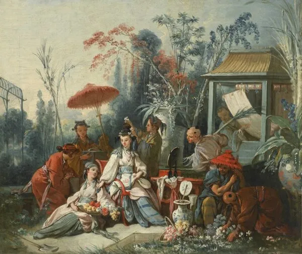 Chinese Garden (1742) by François Boucher — original painting reproduced as a hand-painted oil on canvas