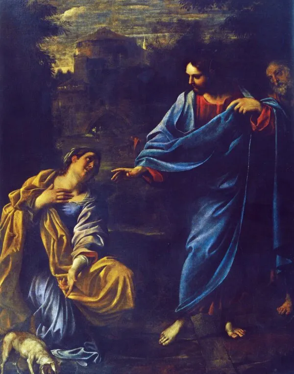 Christ and the Canaanite Woman (1550) by Annibale Carracci — original painting reproduced as a hand-painted oil on canvas