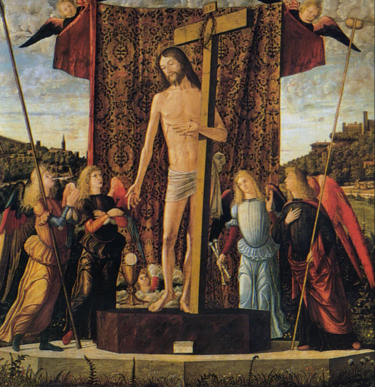 Christ between Four Angels (1496) by Vittore Carpaccio — original painting reproduced as a hand-painted oil on canvas
