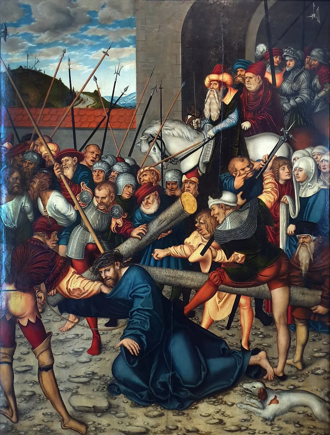 Christ carrying the Cross (1537) by Lucas Cranach the Elder — original painting reproduced as a hand-painted oil on canvas