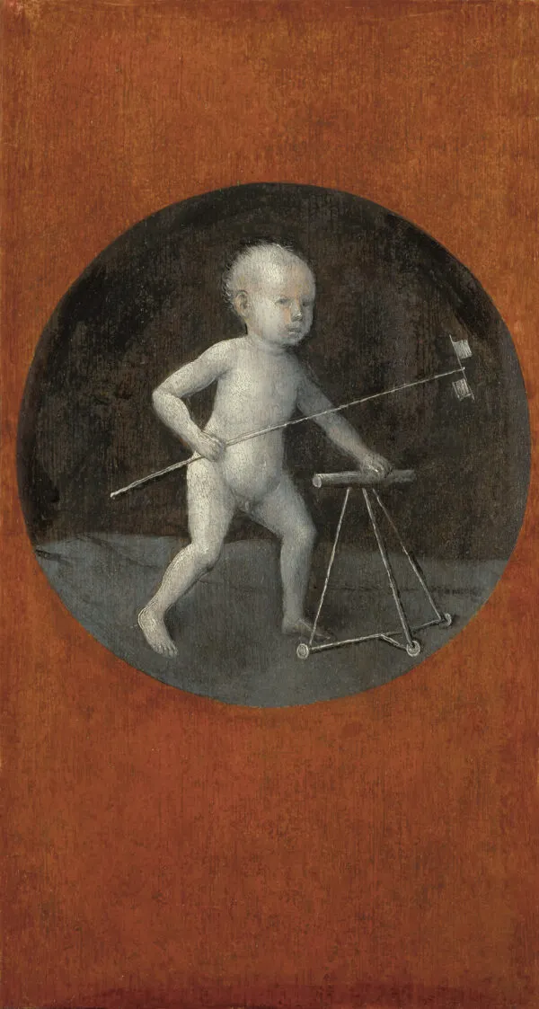 Christ Child with a Walking Frame (1480) by Hieronymus Bosch — original painting reproduced as a hand-painted oil on canvas