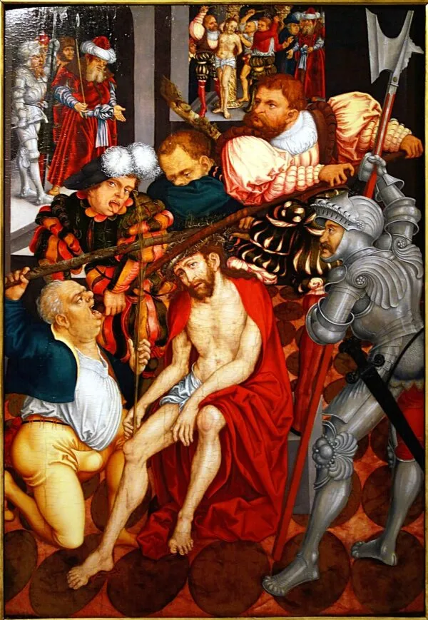 Christ crowned with Thorns (1540) by Lucas Cranach the Elder — original painting reproduced as a hand-painted oil on canvas
