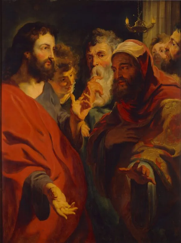 Christ instructing Nicodemus (1625) by Jacob Jordaens — original painting reproduced as a hand-painted oil on canvas