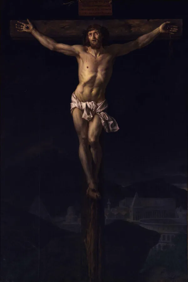 Christ on the Cross (1782) by Jacques-Louis David — original painting reproduced as a hand-painted oil on canvas