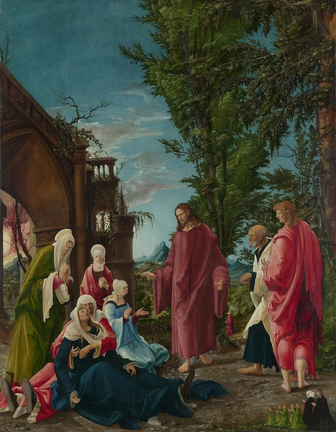Christ Taking Leave of his Mother (1520) by Albrecht Altdorfer — original painting reproduced as a hand-painted oil on canvas