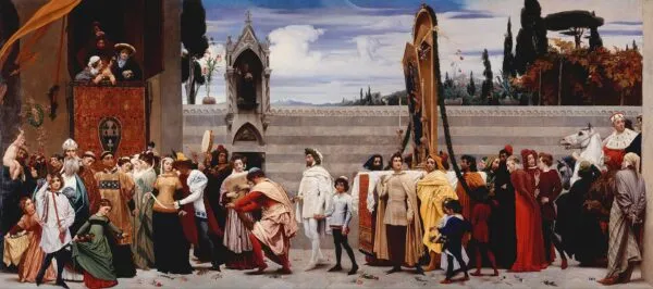 Cimabue's Celebrated Madonna (1854) by Frederic Leighton — original painting reproduced as a hand-painted oil on canvas