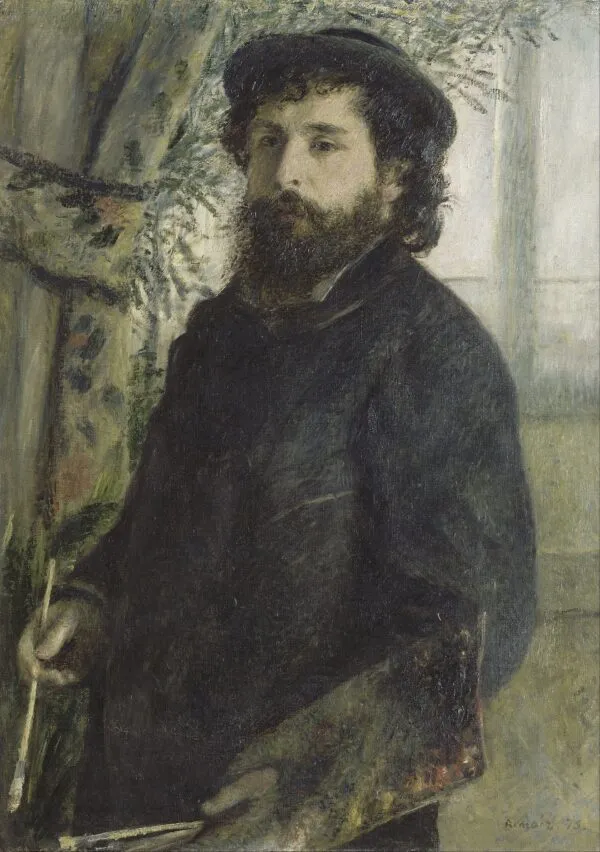 Claude Monet (1875) by Pierre-Auguste Renoir — original painting reproduced as a hand-painted oil on canvas