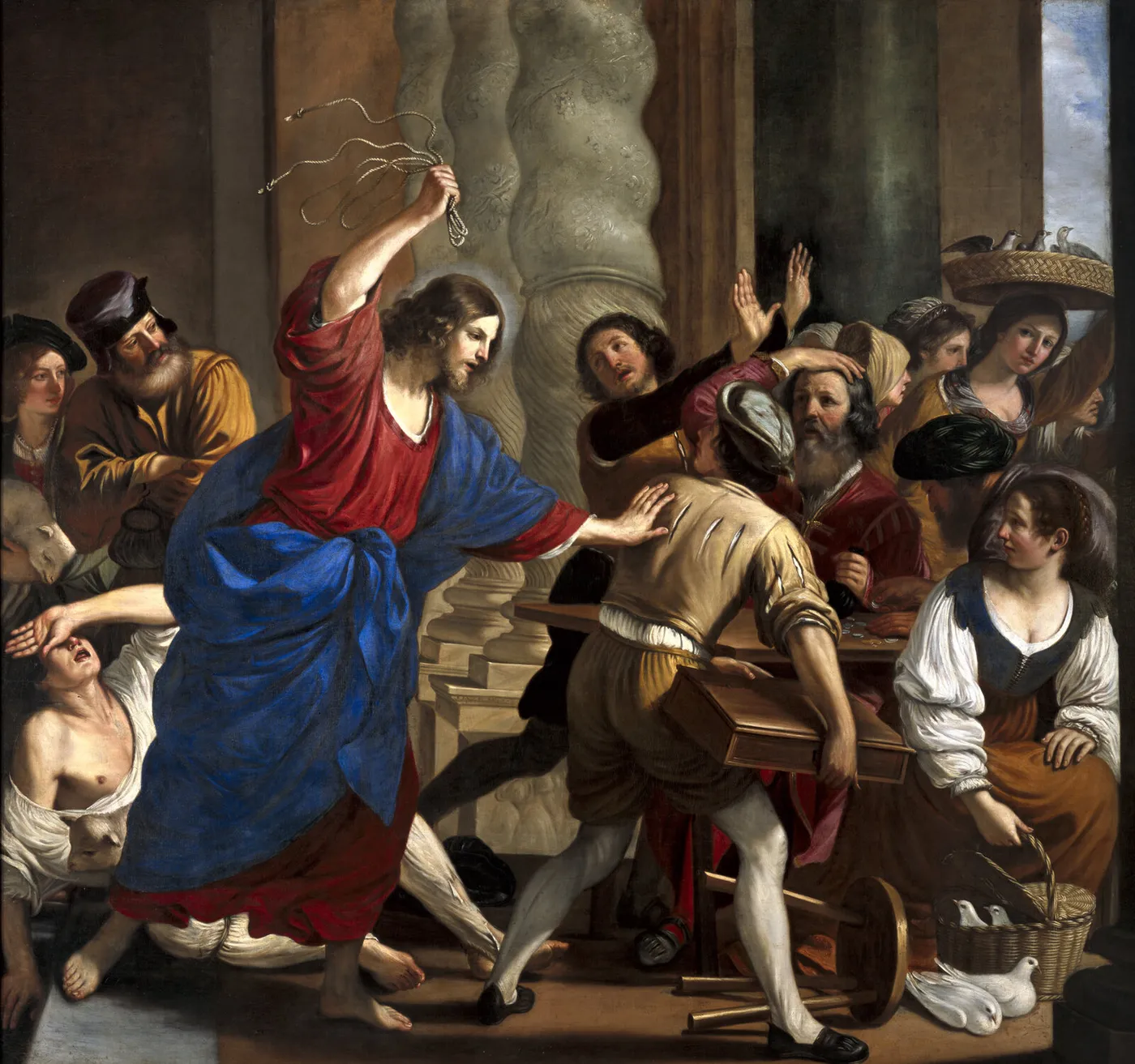 Cleansing of the Temple by Guercino — original painting reproduced as a hand-painted oil on canvas