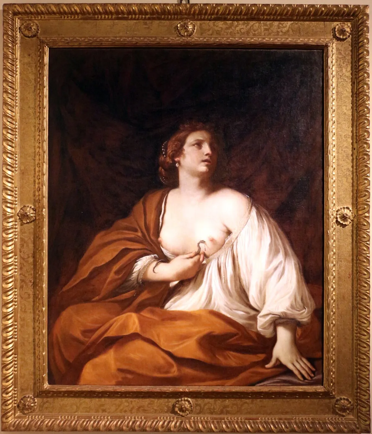 Cleopatra killing herself (1638) by Guercino — original painting reproduced as a hand-painted oil on canvas