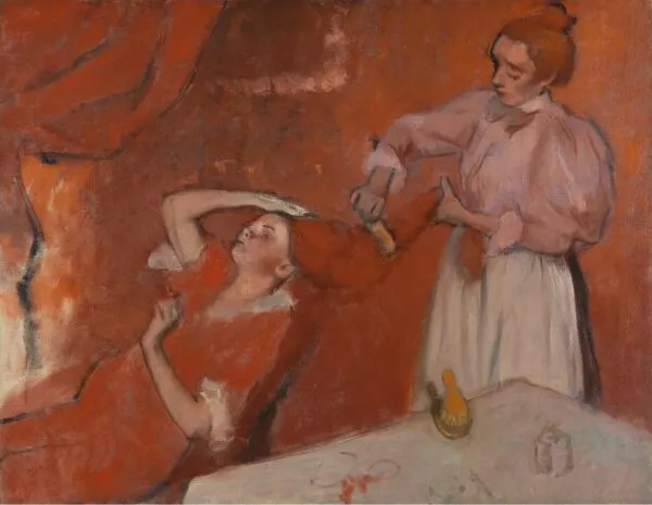 Combing the Hair (1896) by Edgar Degas — original painting reproduced as a hand-painted oil on canvas