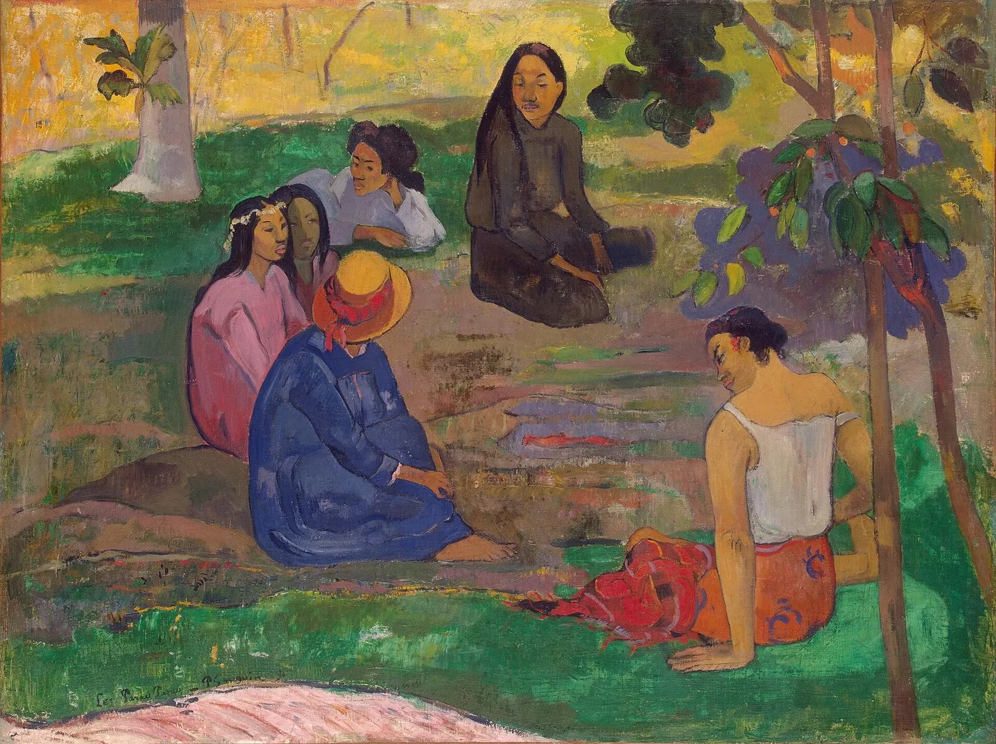 Conversation (Les Parau Parau) (1891) by Paul Gauguin — original painting reproduced as a hand-painted oil on canvas