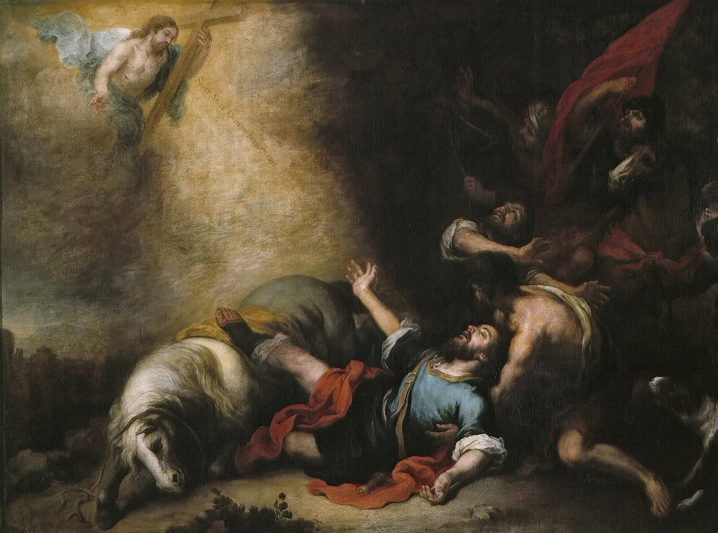 Conversion of Saint Paul (1675) by Bartolomé Esteban Murillo — original painting reproduced as a hand-painted oil on canvas