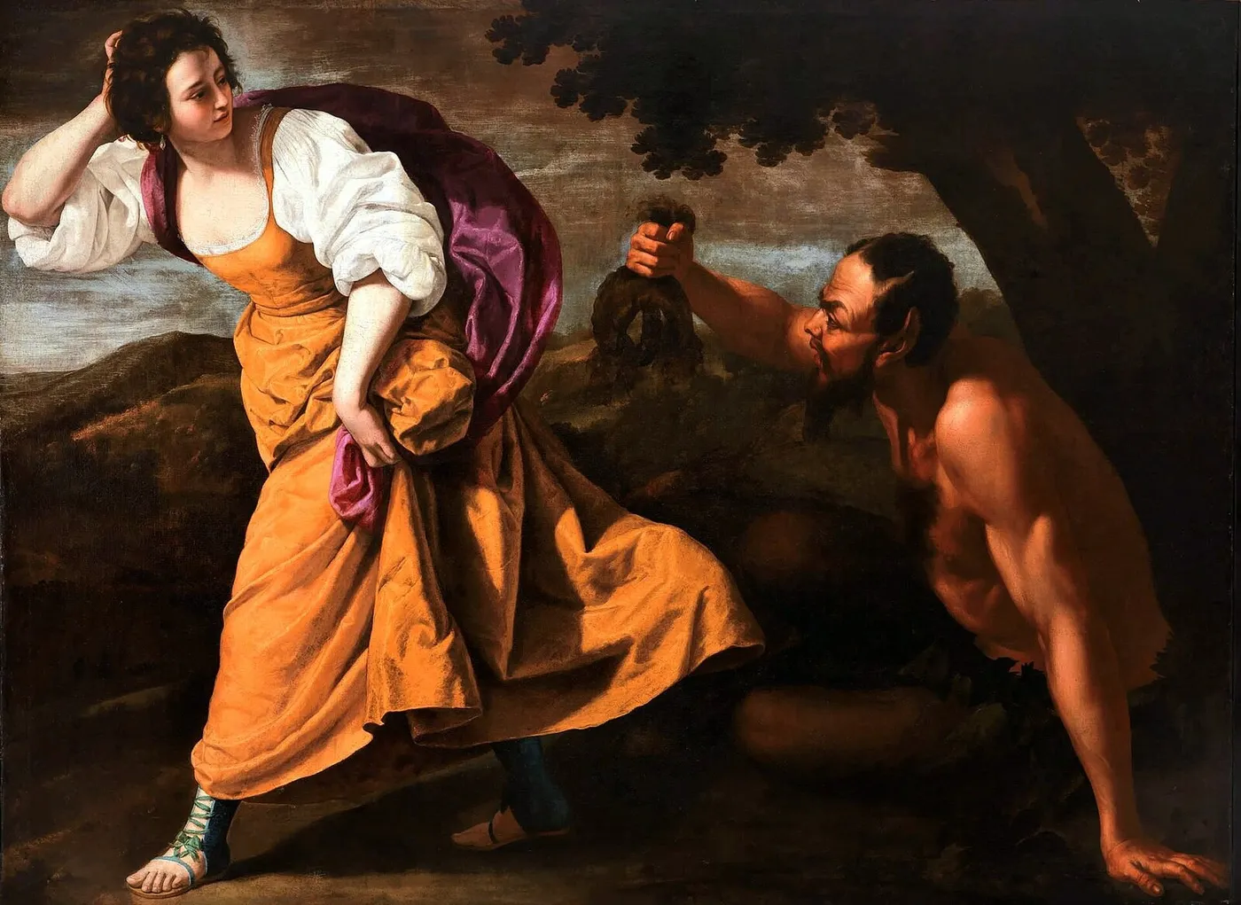 Corisca and the Satyr (1630) by Artemisia Gentileschi — original painting reproduced as a hand-painted oil on canvas