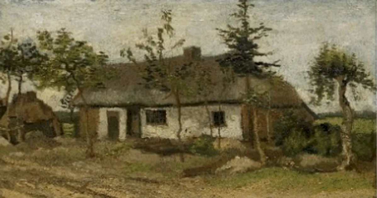 Cottage (1885) by Vincent van Gogh — original painting reproduced as a hand-painted oil on canvas