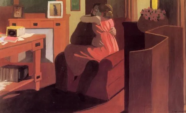 Couple dans un intérieur (1898) by Félix Vallotton — original painting reproduced as a hand-painted oil on canvas