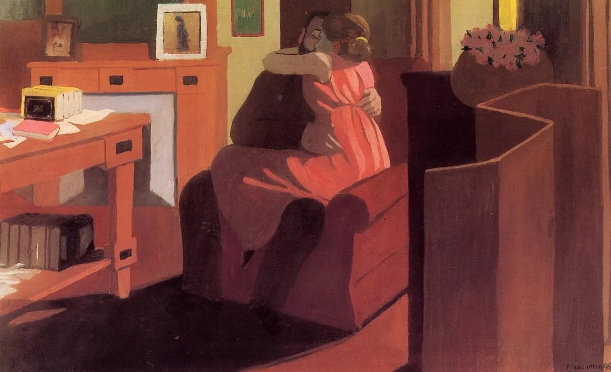 Couple dans un intérieur (1898) by Félix Vallotton — original painting reproduced as a hand-painted oil on canvas