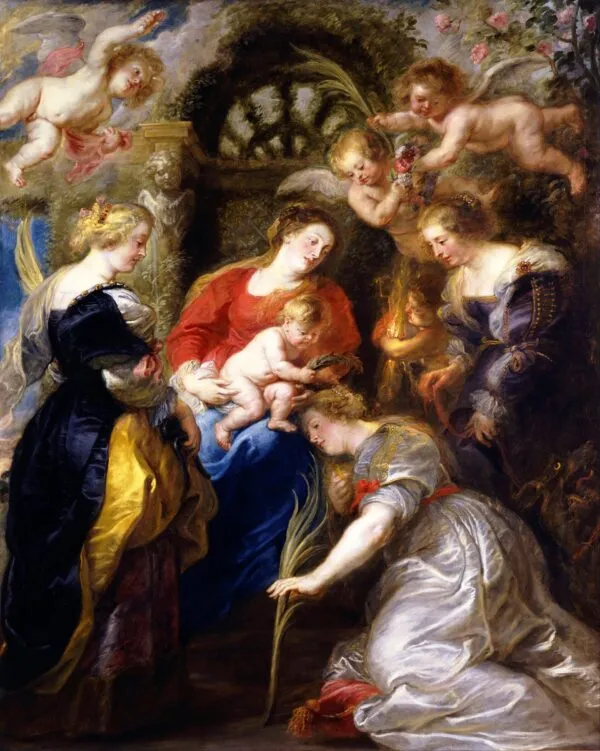 Crowning of Saint Catherine (1631) by Peter Paul Rubens — original painting reproduced as a hand-painted oil on canvas