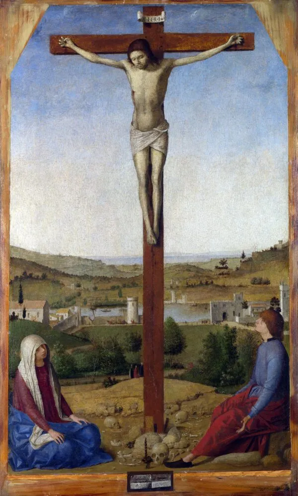 Crucifixion (1475) by Antonello da Messina — original painting reproduced as a hand-painted oil on canvas