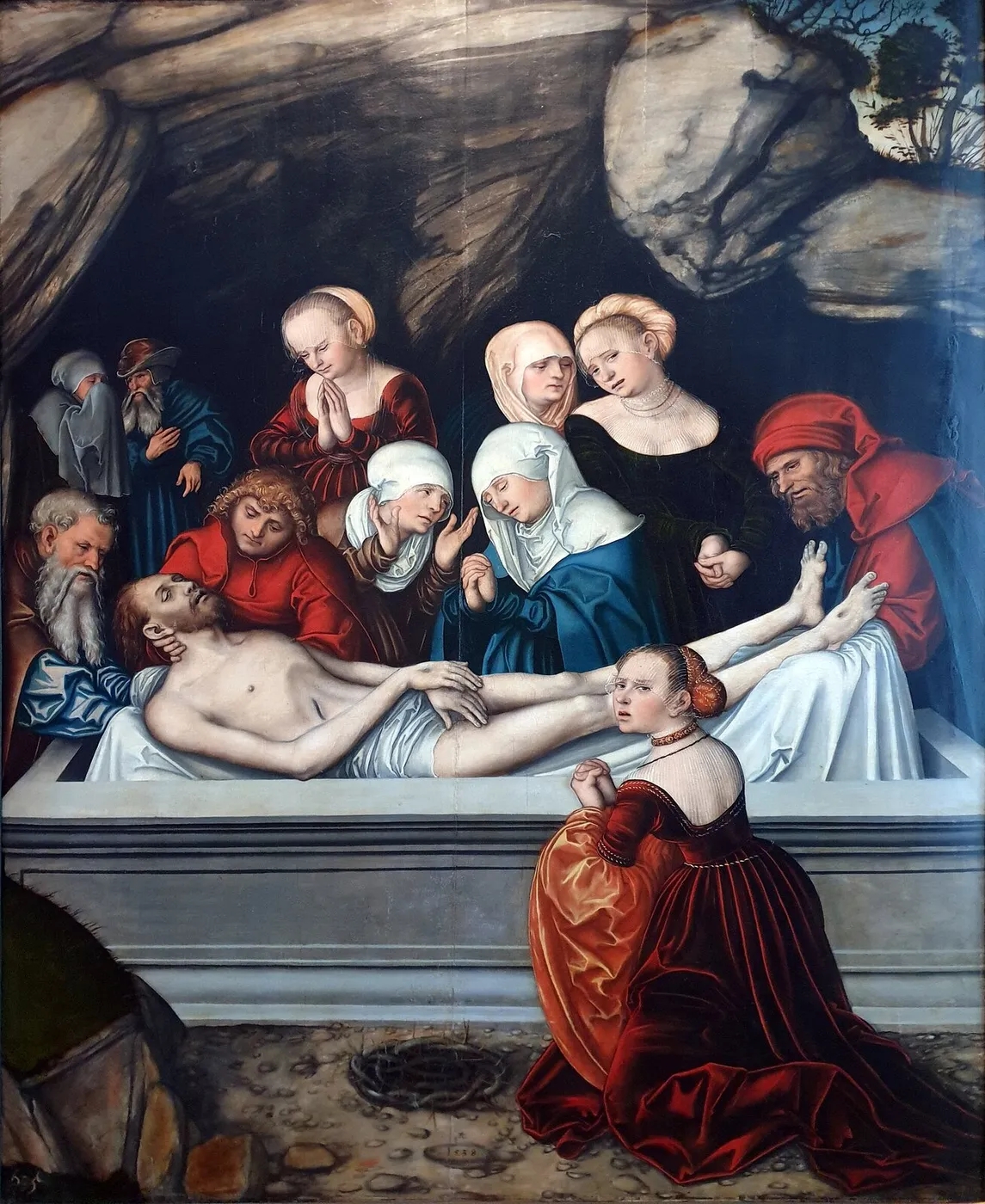 Cycle of Passion: The Entombment (1538) by Lucas Cranach the Elder — original painting reproduced as a hand-painted oil on canvas