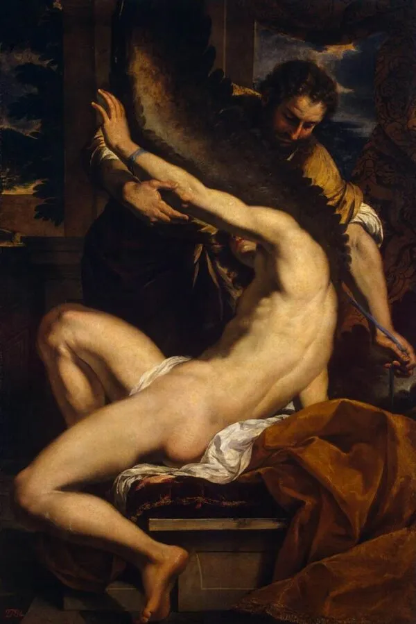 Daedalus and Icarus (1645) by Charles Le Brun — original painting reproduced as a hand-painted oil on canvas