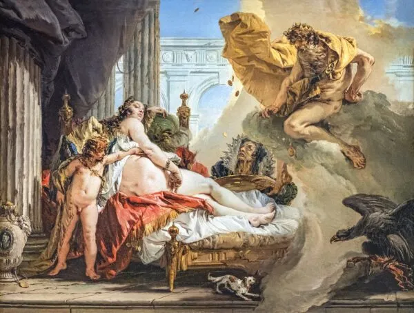 Danae and Jupiter (1736) by Giovanni Battista Tiepolo — original painting reproduced as a hand-painted oil on canvas