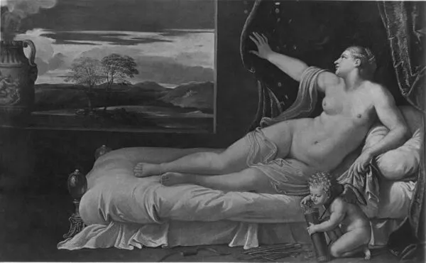 Danaë (1605) by Annibale Carracci — original painting reproduced as a hand-painted oil on canvas