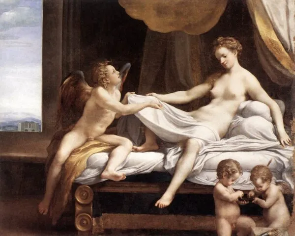 Danaë (1530) by Antonio da Correggio — original painting reproduced as a hand-painted oil on canvas