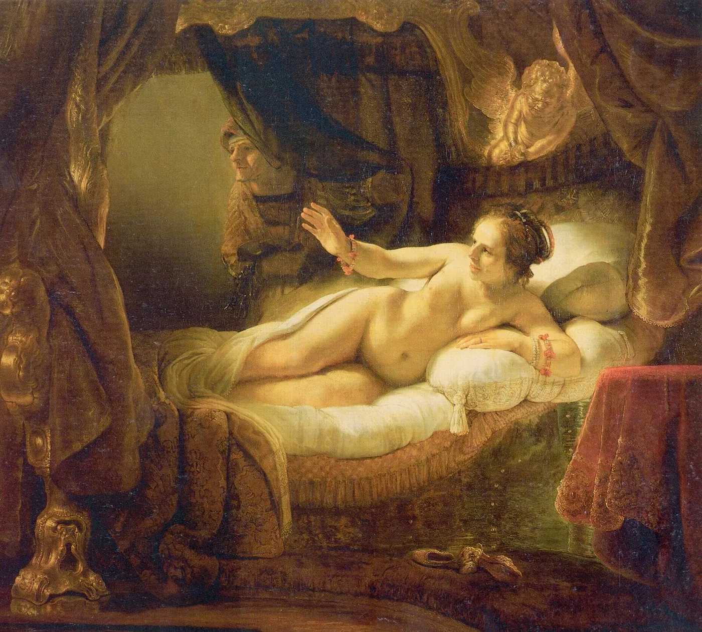 Danaë (1636) by Rembrandt — original painting reproduced as a hand-painted oil on canvas