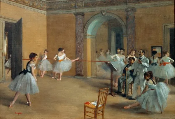 Dance Class at the Opera (1872) by Edgar Degas — original painting reproduced as a hand-painted oil on canvas