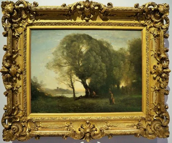 Danses virgiliennes (1857) by Jean-Baptiste Camille Corot — original painting reproduced as a hand-painted oil on canvas