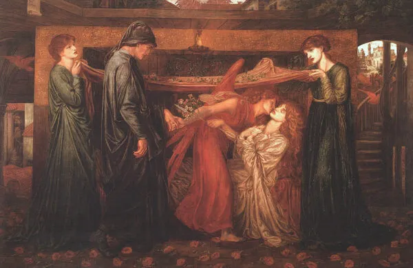 Dante's Dream (1871) by Dante Gabriel Rossetti — original painting reproduced as a hand-painted oil on canvas