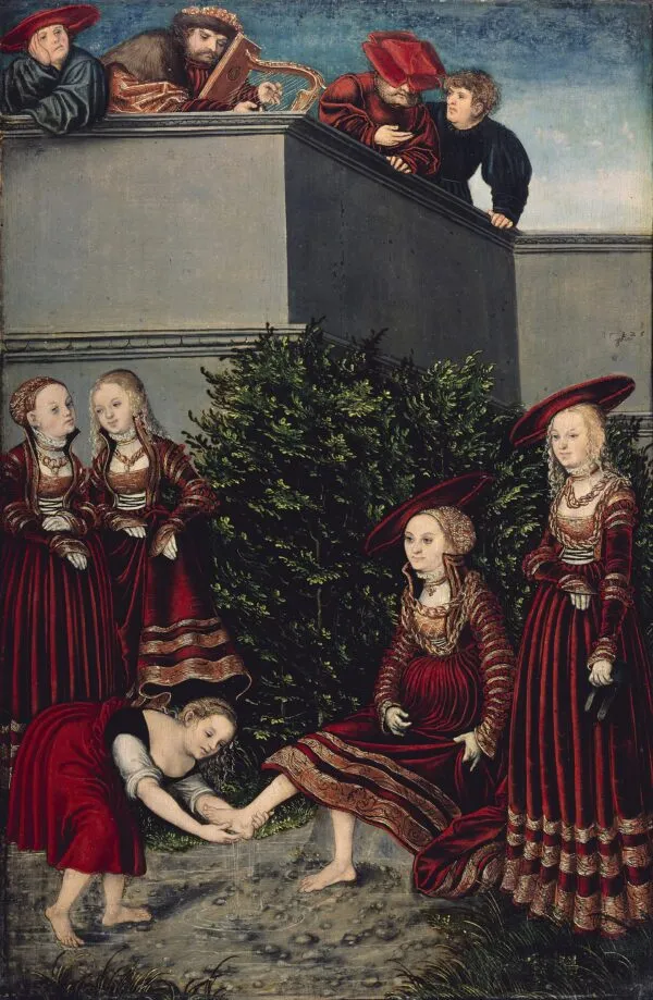 David and Bathseba (1526) by Lucas Cranach the Elder — original painting reproduced as a hand-painted oil on canvas
