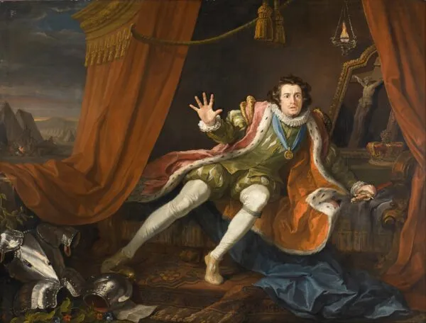 David Garrick as Richard III (1745) by William Hogarth — original painting reproduced as a hand-painted oil on canvas