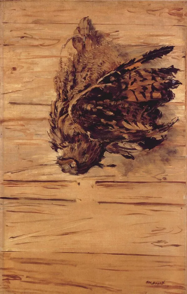 Dead Eagle Owl (1881) by Édouard Manet — original painting reproduced as a hand-painted oil on canvas