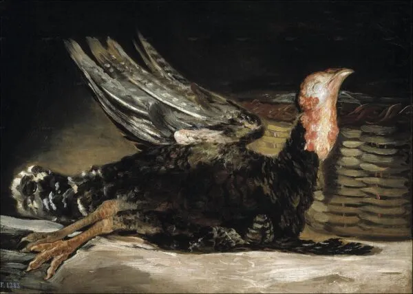Dead turkey (1808) by Francisco Goya — original painting reproduced as a hand-painted oil on canvas