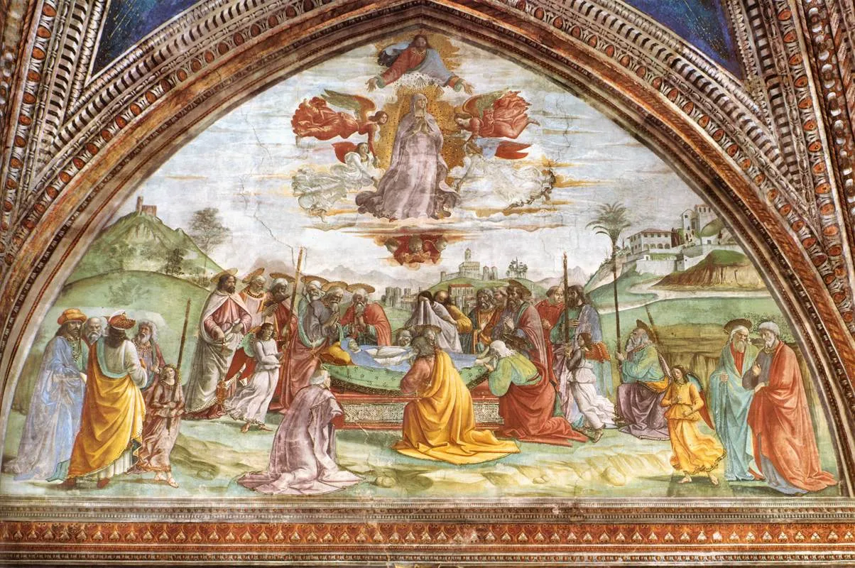 Death and Assumption of the Virgin (1450) by Domenico Ghirlandaio — original painting reproduced as a hand-painted oil on canvas